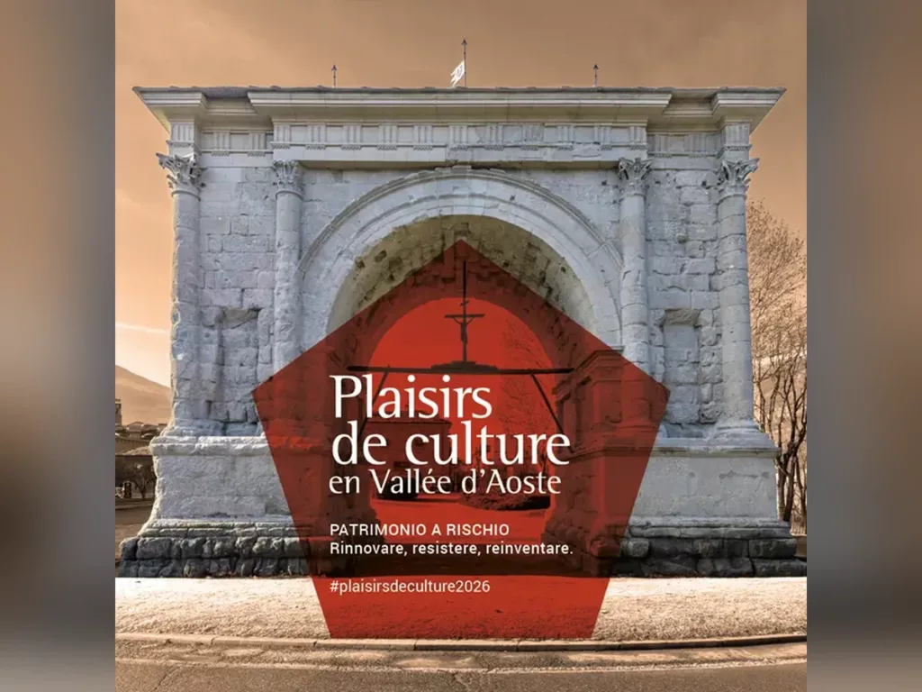 Affiche officielle de Plaisirs de Culture 2026 : l'arc d'Auguste à Aoste